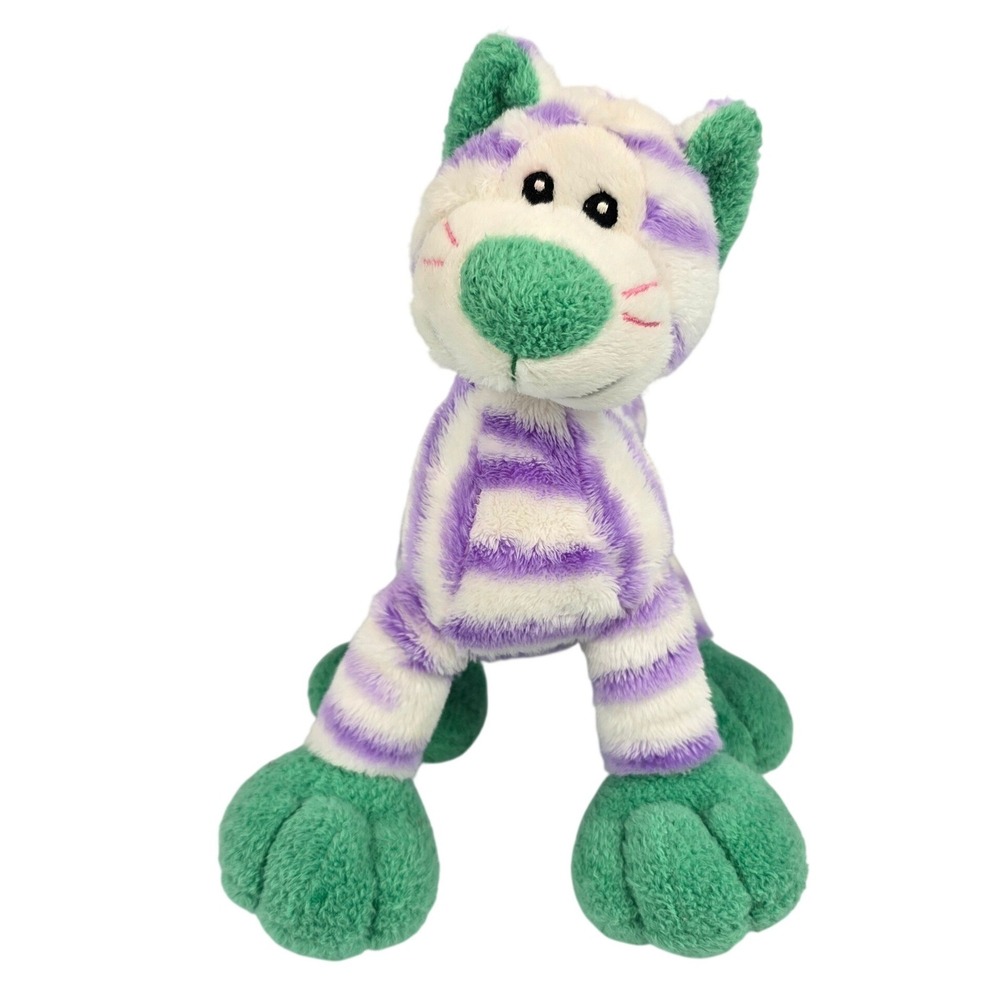 Soft Classics Purple TIGER 8" Plush Green Feet Jungle Cat Zabra Toys R Us VTG